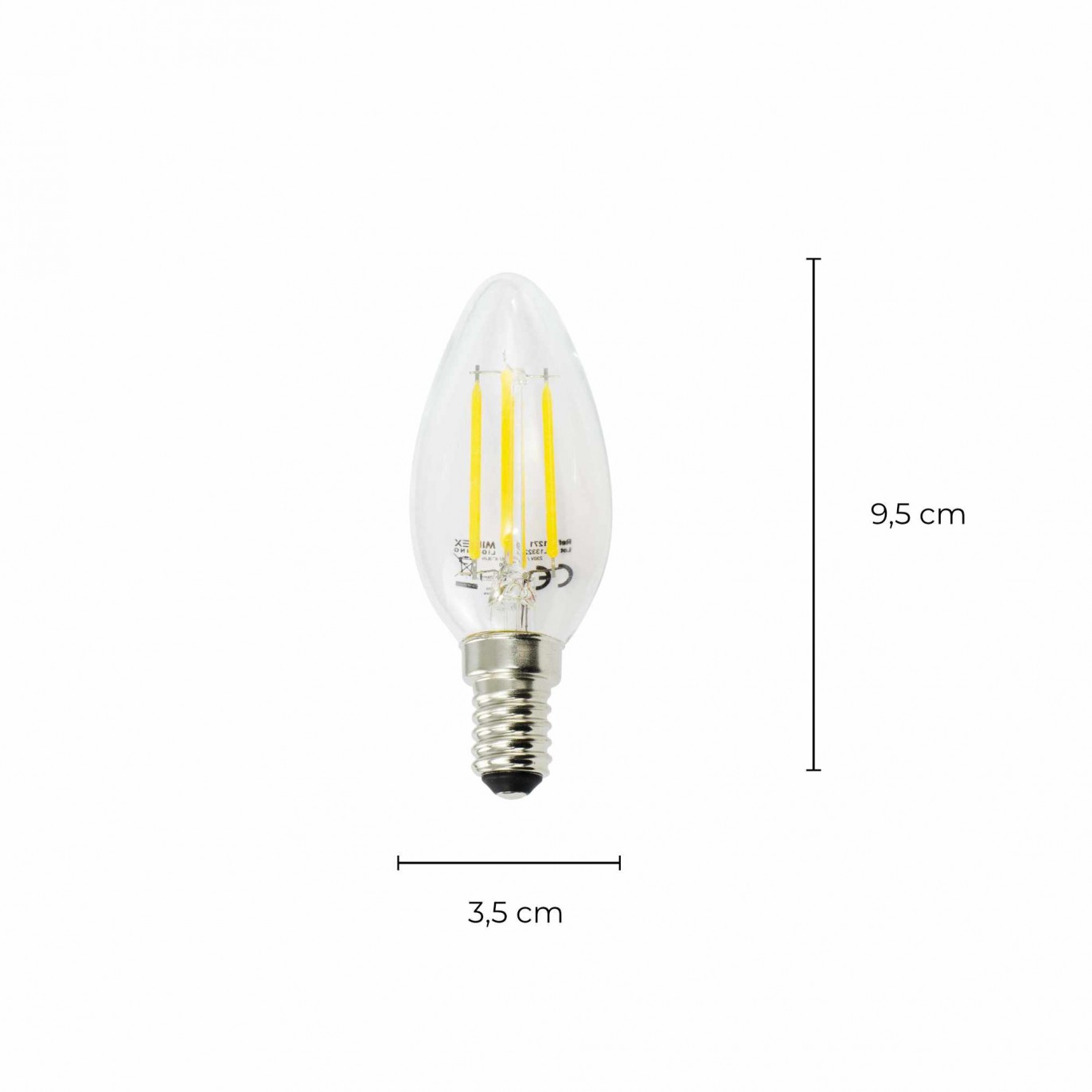 Ampoule LED BERLIN - E14 - Intensité moyenne - Blanc chaud - 4W / 2700K / 470lm - Filaments droits - Verre transparent