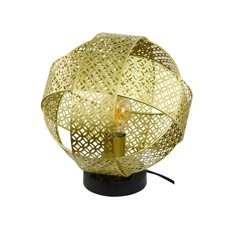 Lampe à poser en métal doré et socle noir - ALBEN