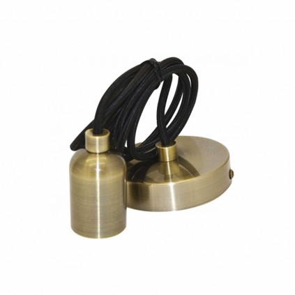 Cordon douille E27 en coton et métal bronze brillant - CORDEMO