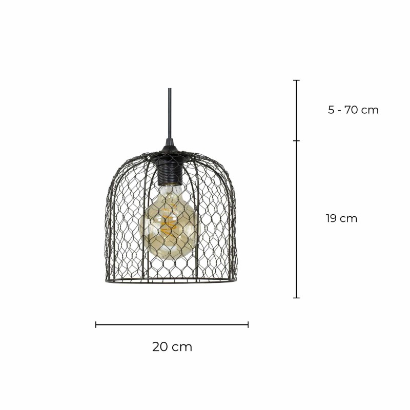 Suspension en métal grillagé anthracite -  CLOCHINE