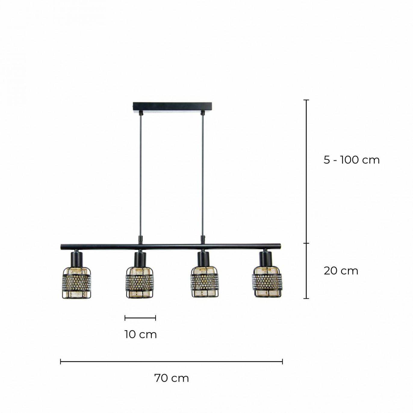 Suspension en métal bicolore 4 lumières - Nautil