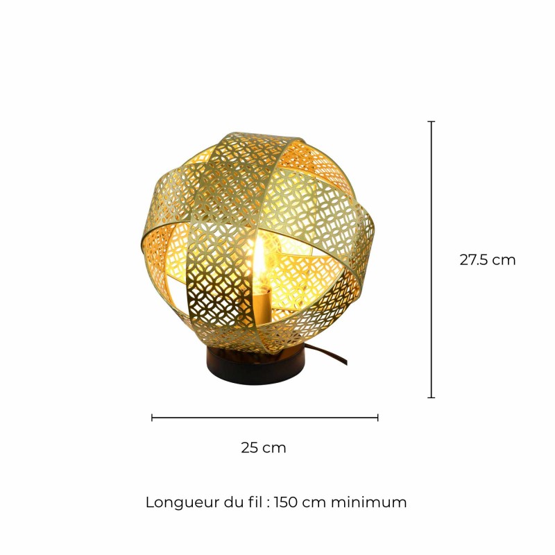 Lampe à poser en métal doré et socle noir - ALBEN