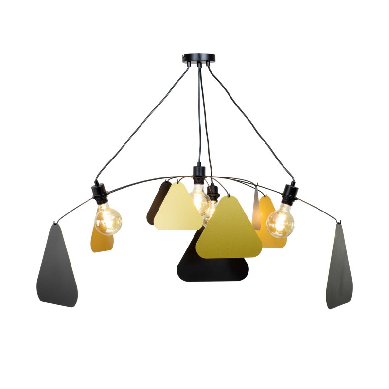 Suspension mobile 4 lumières en métal noir et doré - à monter - ATTOM GM