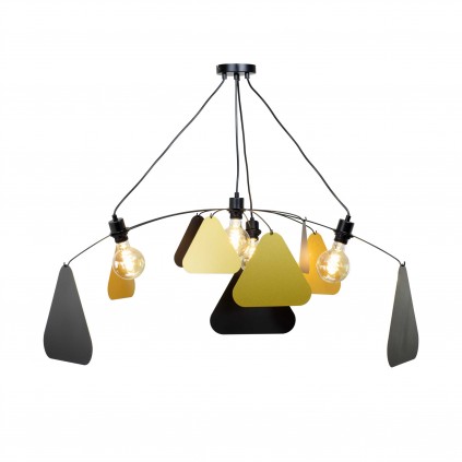 Suspension mobile 4 lumières en métal noir et doré - à monter - ATTOM GM
