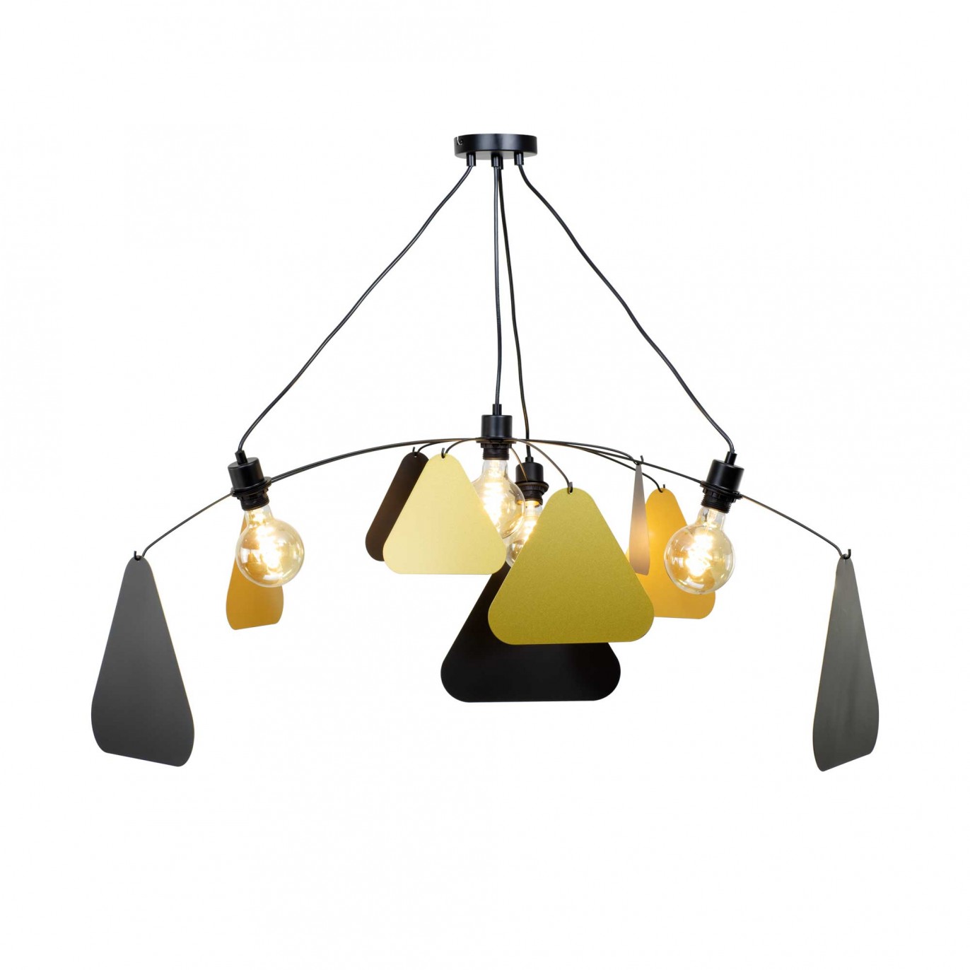 Suspension mobile 4 lumières en métal noir et doré - à monter - ATTOM GM
