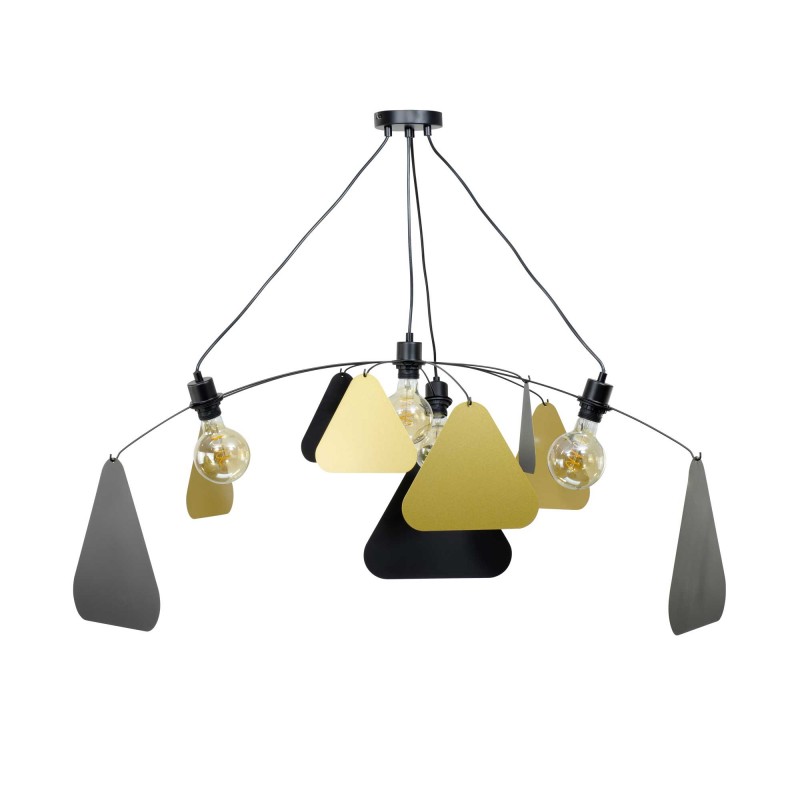 Suspension mobile 4 lumières en métal noir et doré - à monter - ATTOM GM
