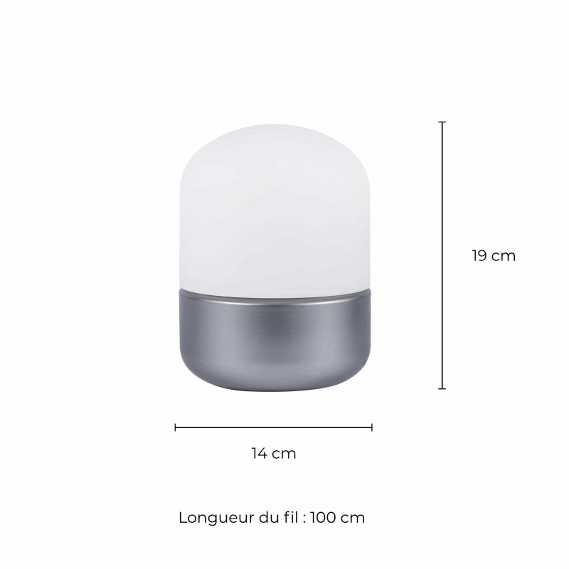 Lampe à poser tactile en métal peint et verre opaque - PILOUL