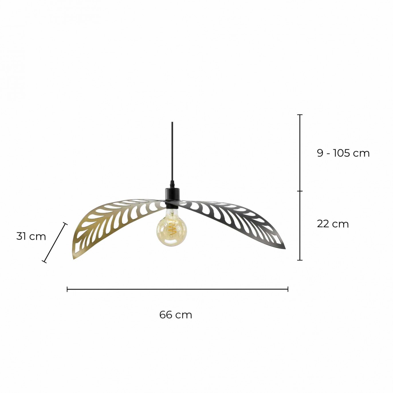 Suspension style exotique en métal noir et doré - AKINE PM