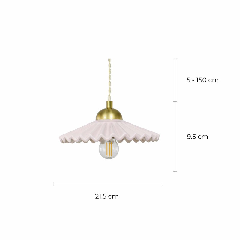 Suspension en céramique colorée et cordon textile torsadé - BABOUCHKA
