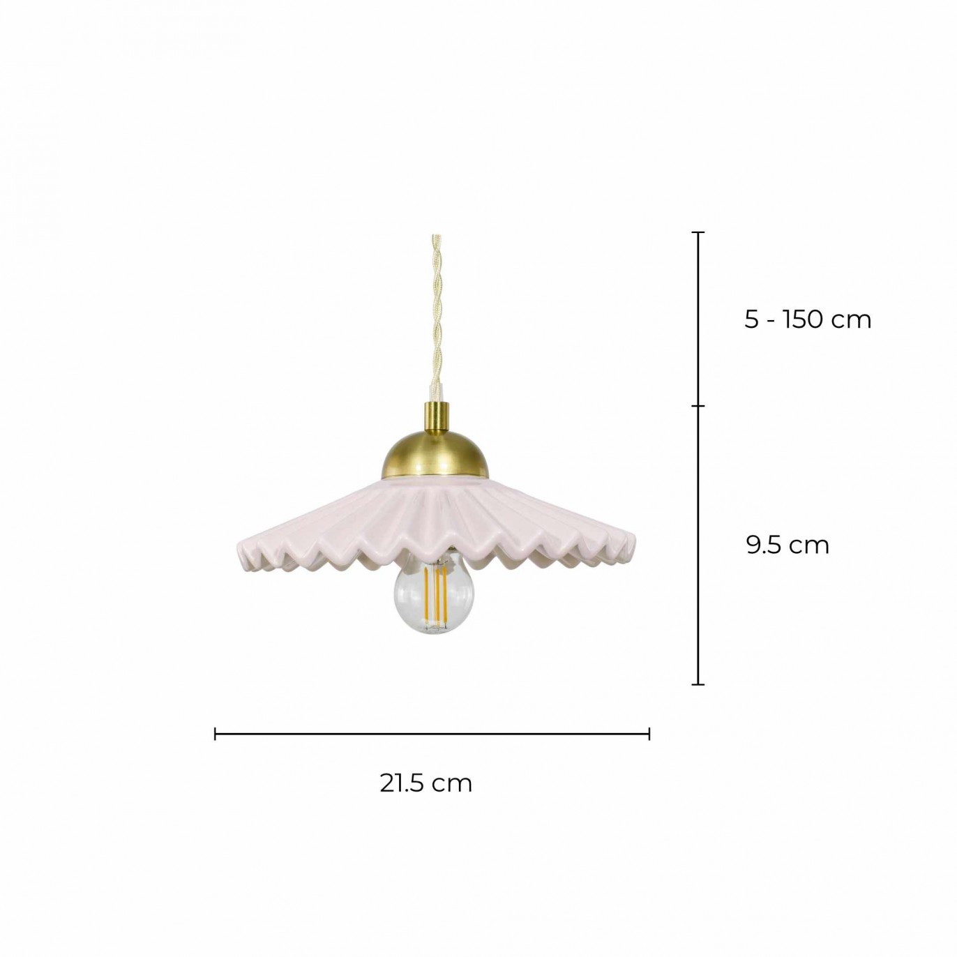Suspension en céramique colorée et cordon textile torsadé - BABOUCHKA
