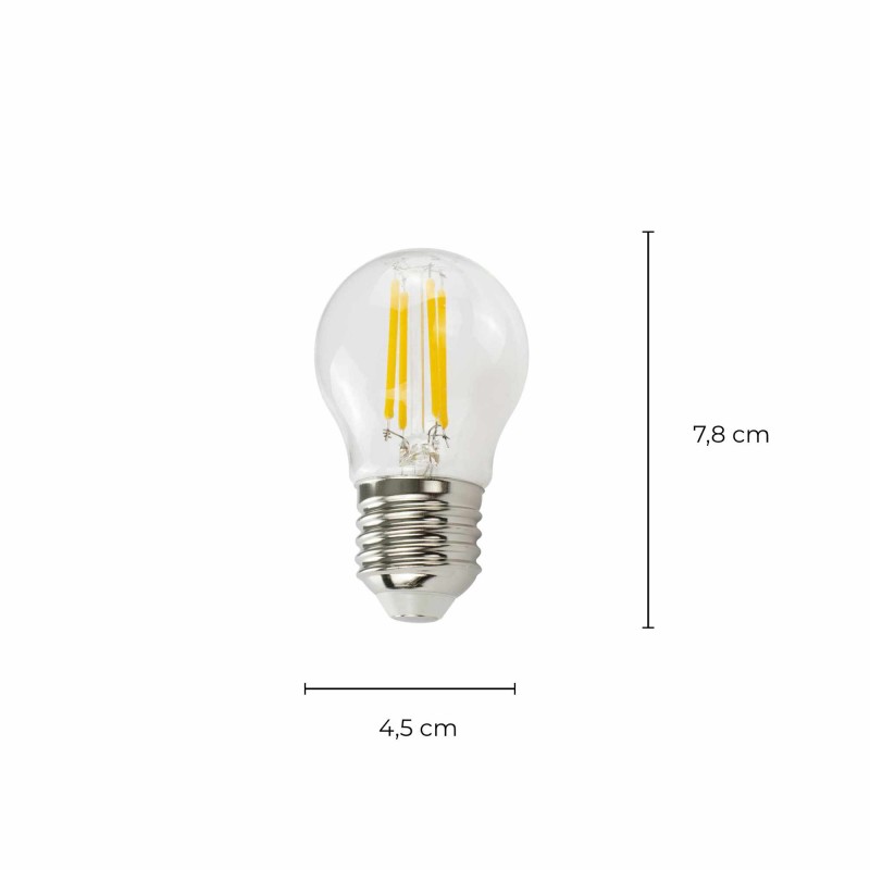 Ampoule LED Dimmable DUBLIN -  E27 - G45 - Intensité moyenne - Blanc chaud - 4W / 3000K / 400lm - Verre transparent