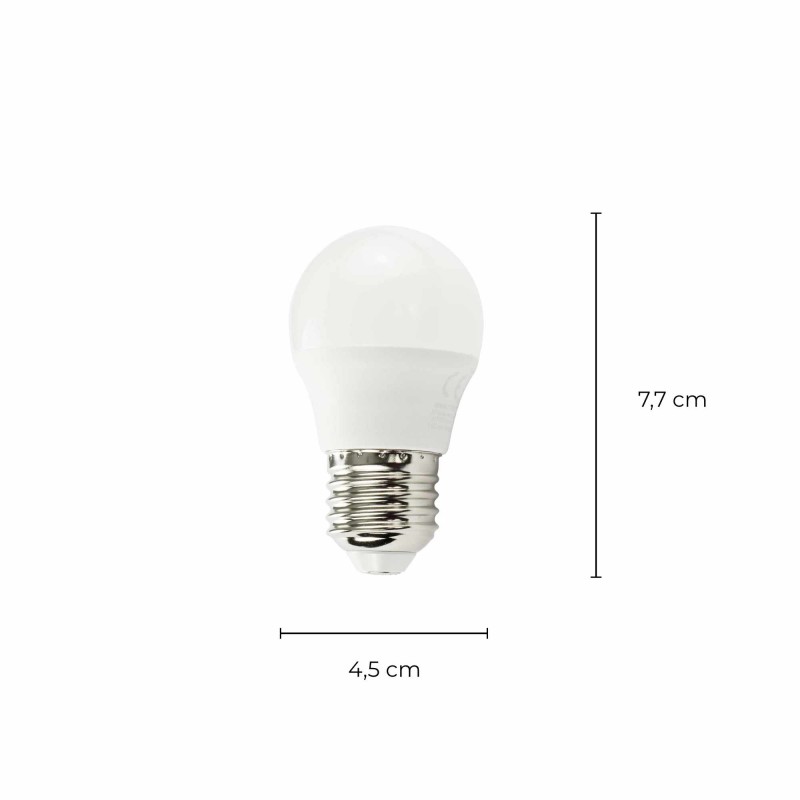 Ampoule LED QUITO - E27 -  G45 - Intensité moyenne - Blanc neutre - 6.5W / 4000K / 806lm - Verre blanc opaque