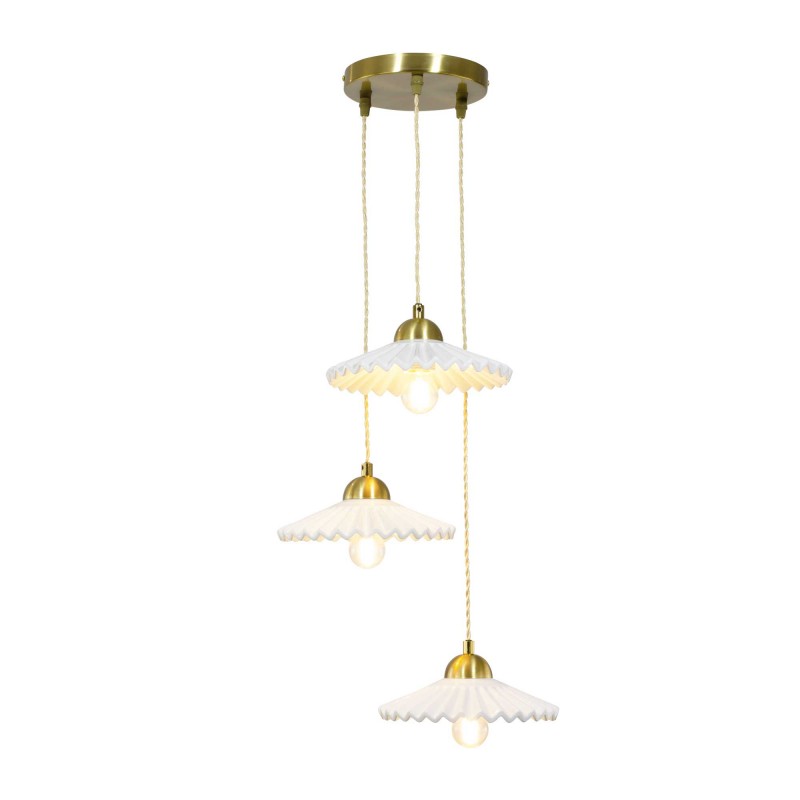 Suspension en céramique et cordon textile torsadé - BABOUCHKA 3L