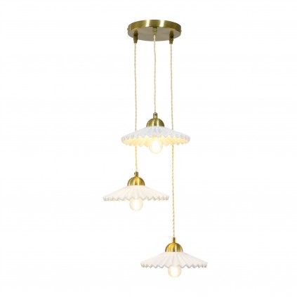 Suspension en céramique et cordon textile torsadé - BABOUCHKA 3L