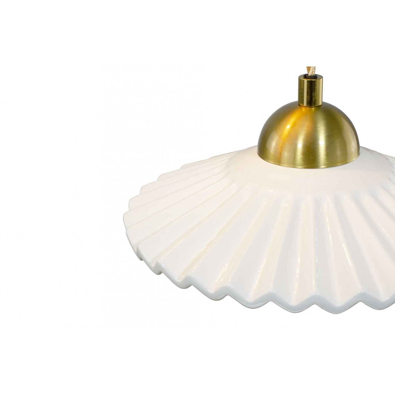 Suspension en céramique et cordon textile torsadé - BABOUCHKA 3L