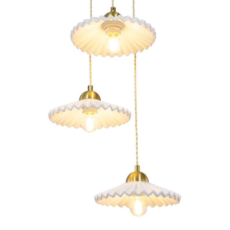 Suspension en céramique et cordon textile torsadé - BABOUCHKA 3L