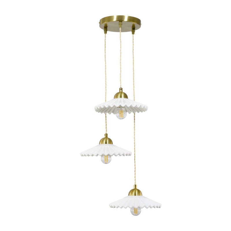 Suspension en céramique et cordon textile torsadé - BABOUCHKA 3L