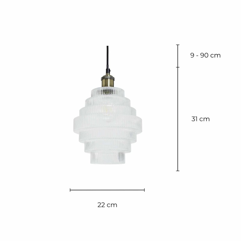 Suspension en verre strié transparent - CHALLE PM