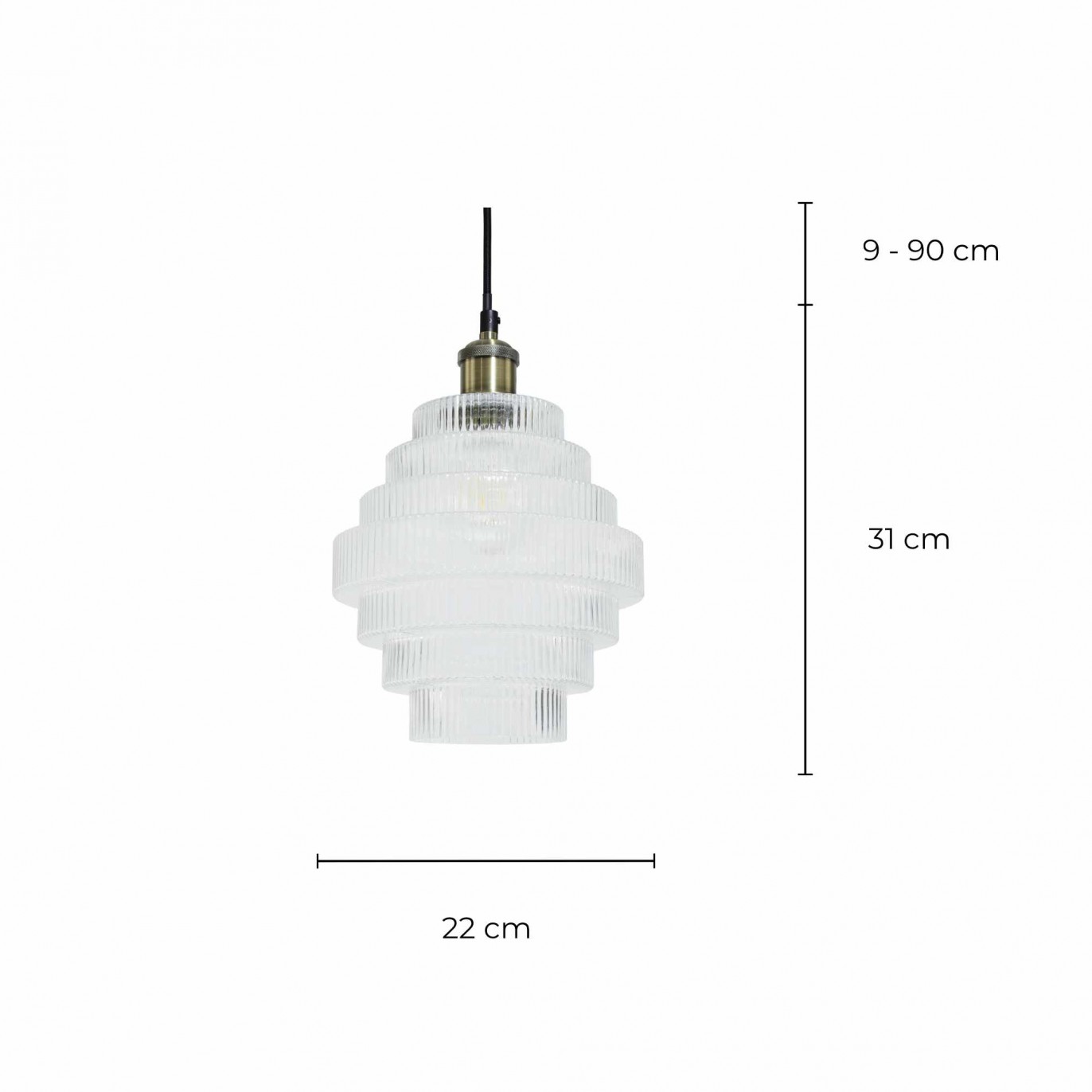 Suspension en verre strié transparent - CHALLE PM