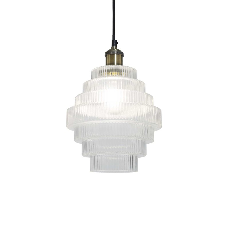 Suspension en verre strié transparent - CHALLE PM