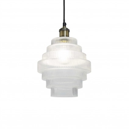 Suspension en verre strié transparent - CHALLE PM