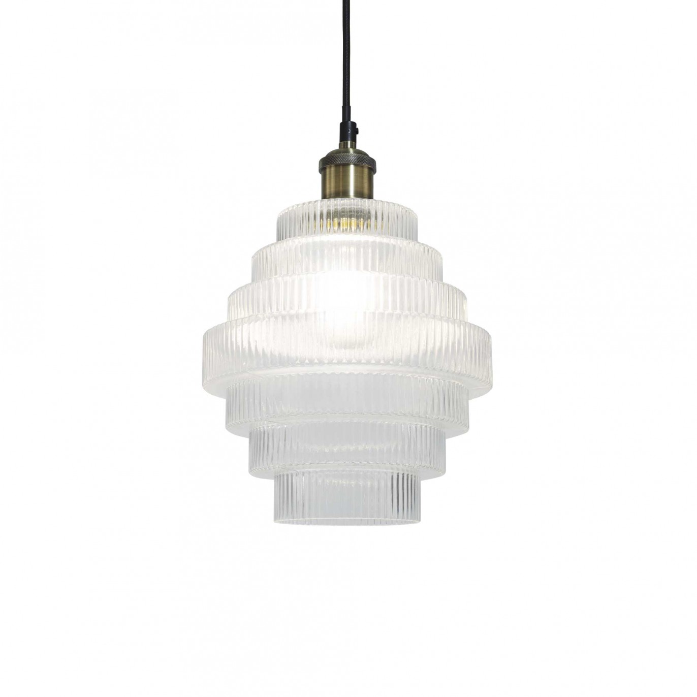 Suspension en verre strié transparent - CHALLE PM