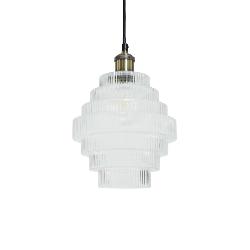 Suspension en verre strié transparent - CHALLE PM