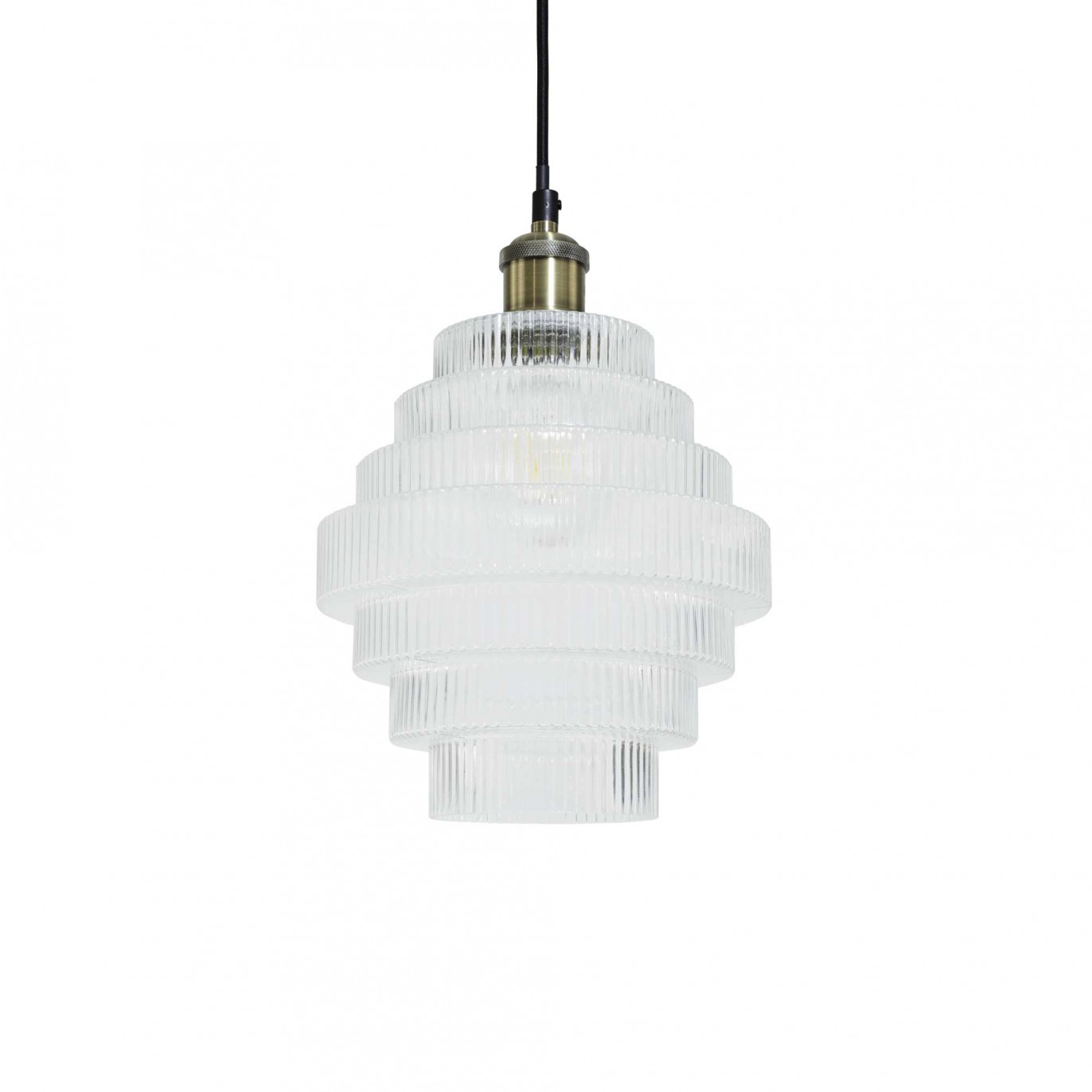 Suspension en verre strié transparent - CHALLE PM