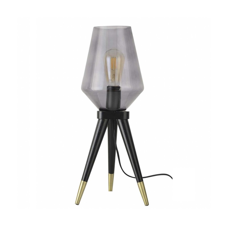 Lampe à poser trépied en bois et verre - TRIBLUE