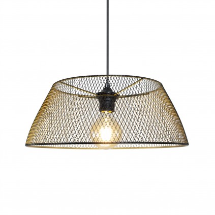 Suspension en métal grillagé noir et doré - HERLINE