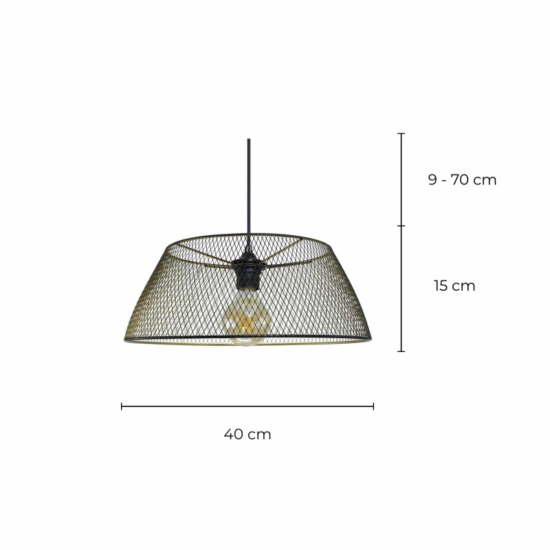 Suspension en métal grillagé noir et doré - HERLINE