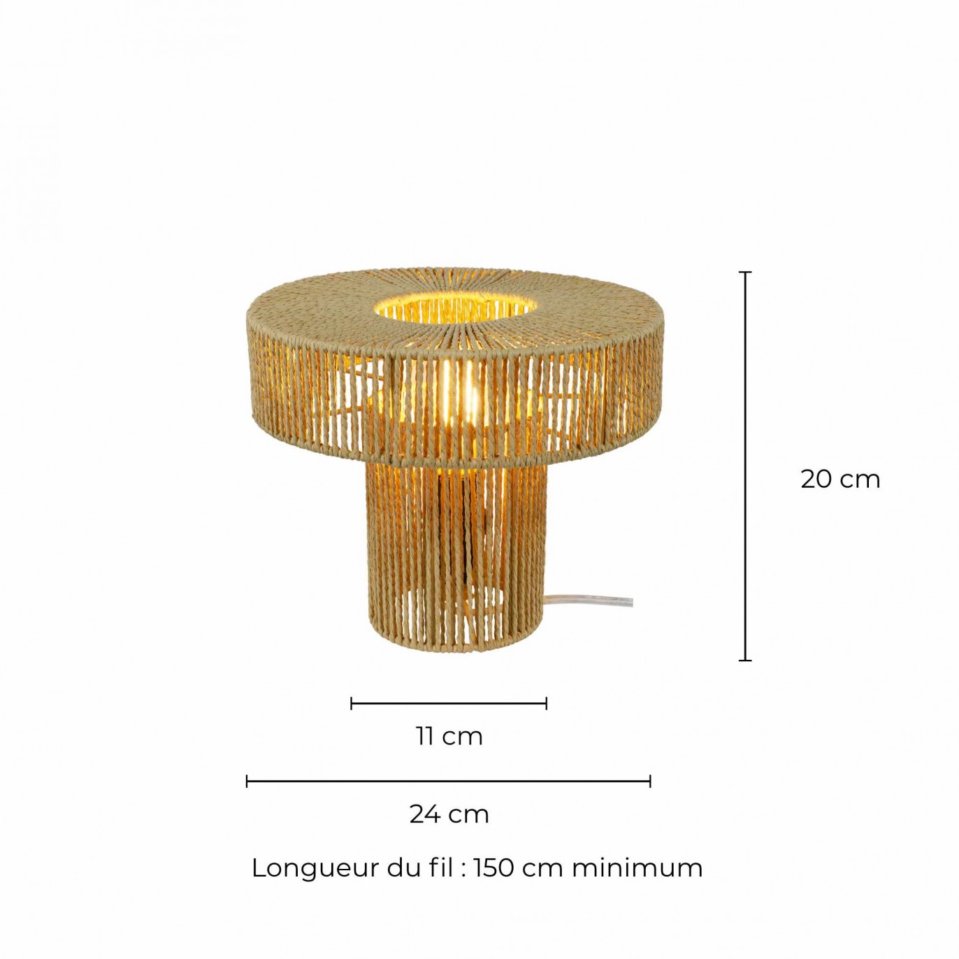 Lampe à poser en corde coloris naturel - TOZA