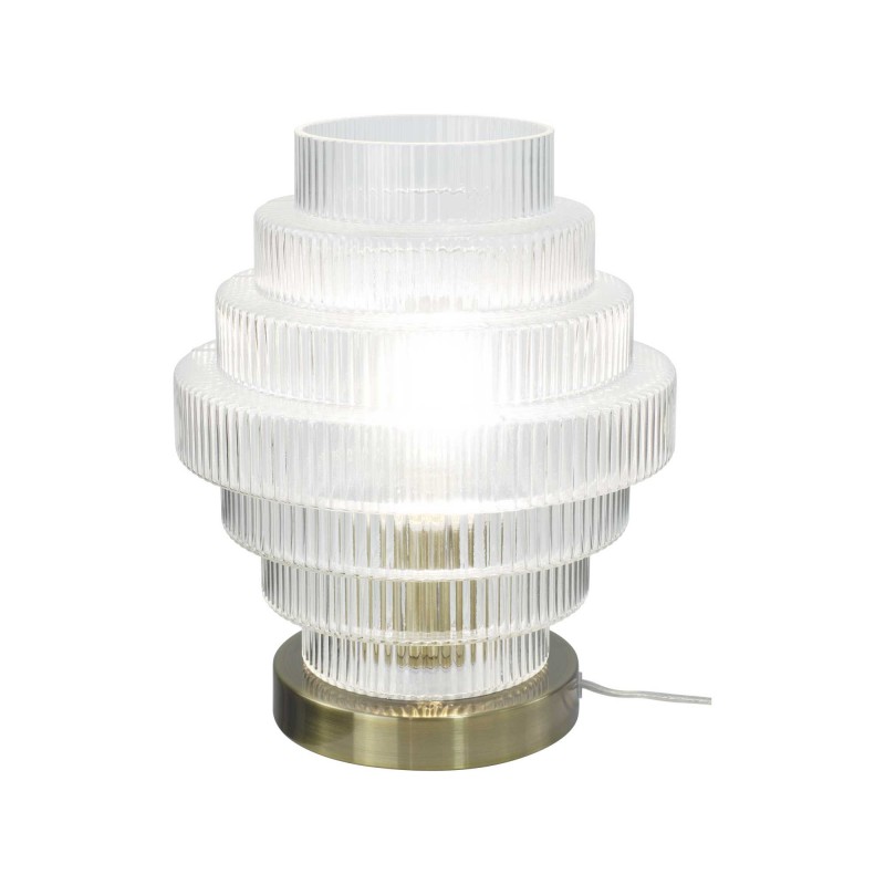 Lampe à poser en verre strié transparent et métal - CHALLE