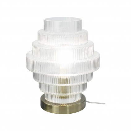 Lampe à poser en verre strié transparent et métal - CHALLE