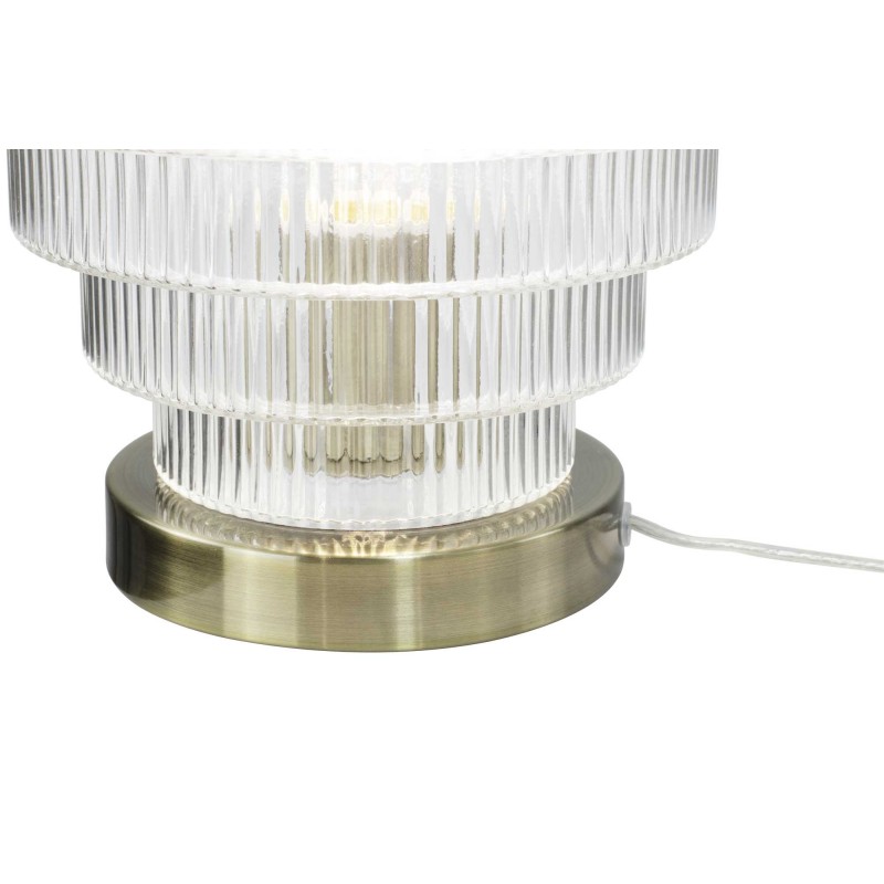 Lampe à poser en verre strié transparent et métal - CHALLE