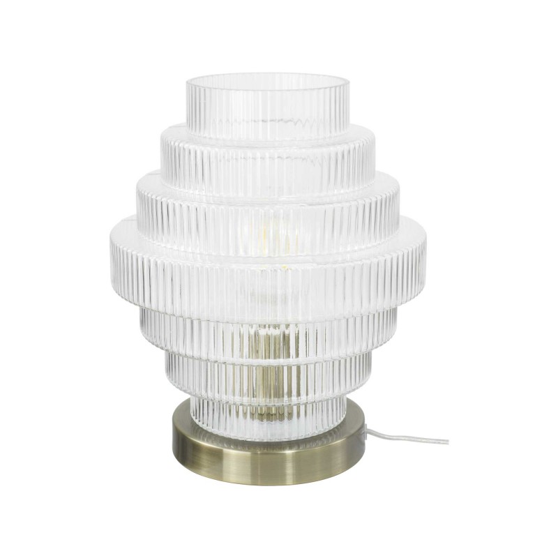 Lampe à poser en verre strié transparent et métal - CHALLE