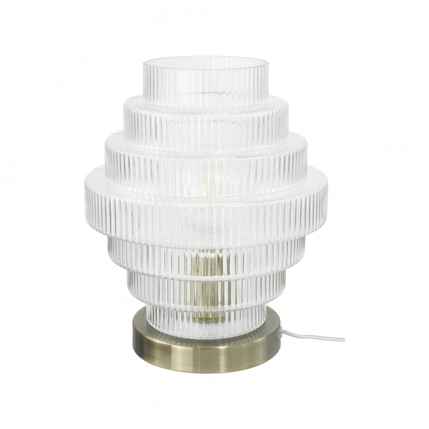 Lampe à poser en verre strié transparent et métal - CHALLE