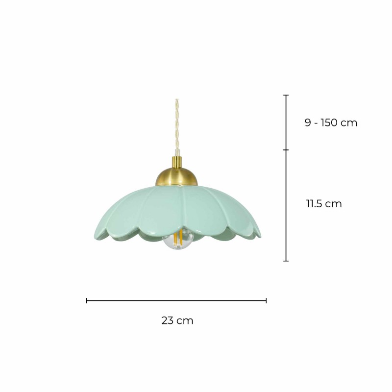Suspension en céramique colorée et cordon textile torsadé - CLARIS