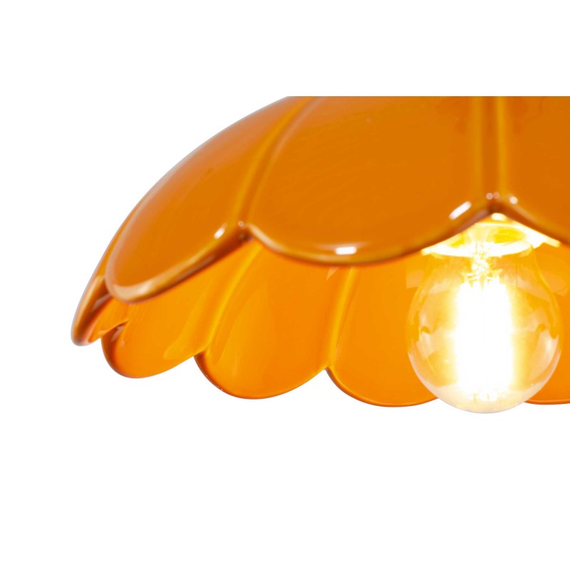 Suspension en céramique colorée et cordon textile torsadé - CLARIS