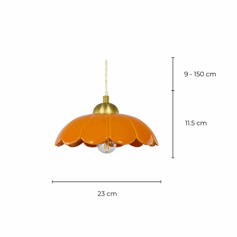 Suspension en céramique colorée et cordon textile torsadé - CLARIS