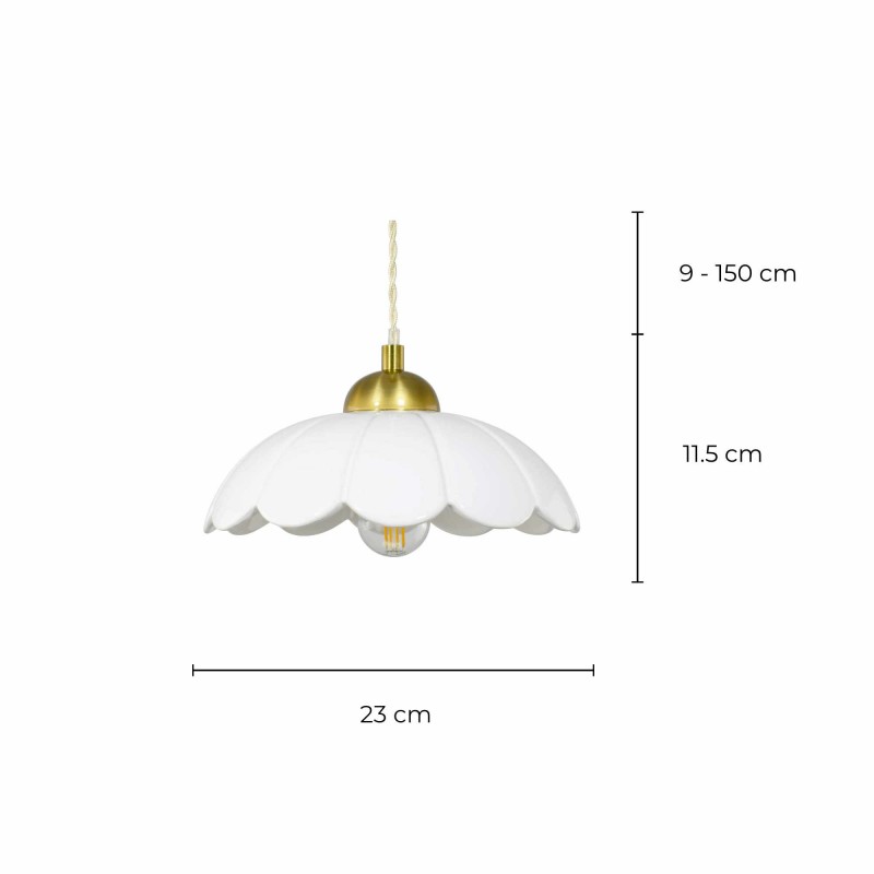 Suspension en céramique colorée et cordon textile torsadé - CLARIS