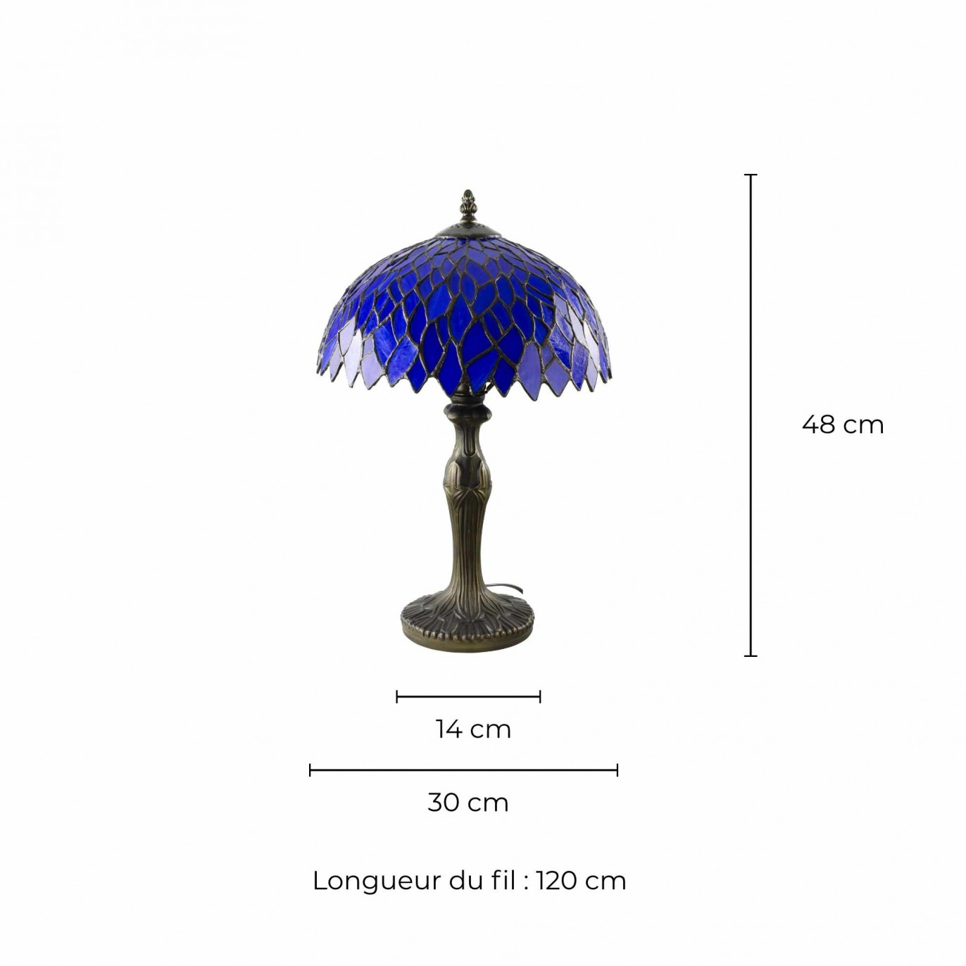 Lampe à poser en verre mosaïque pied en alliage de zinc - TIFFANY CAMILLE MM