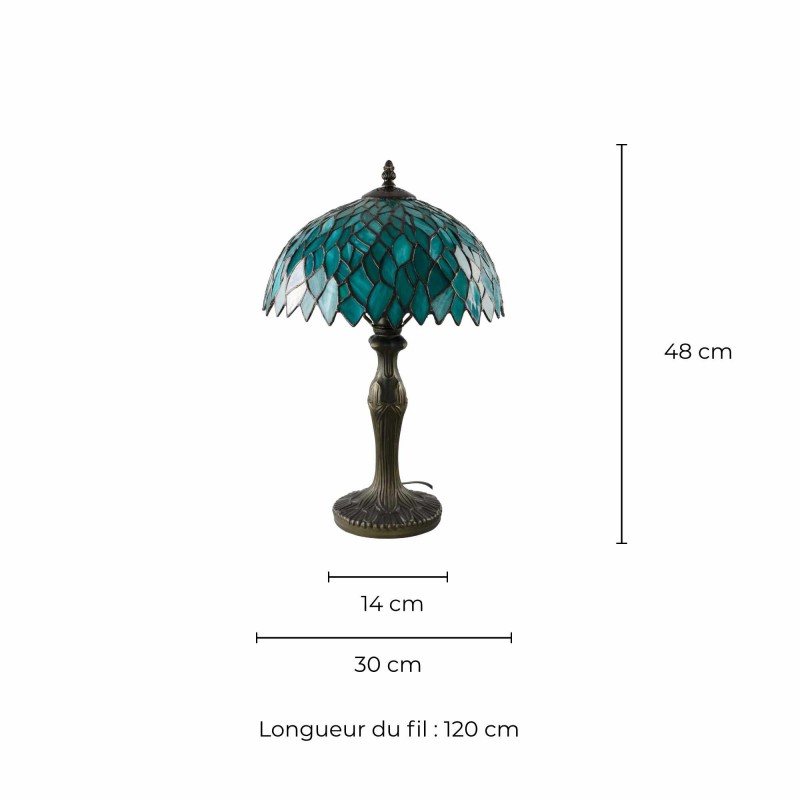 Lampe à poser en verre mosaïque pied en alliage de zinc - TIFFANY CAMILLE MM