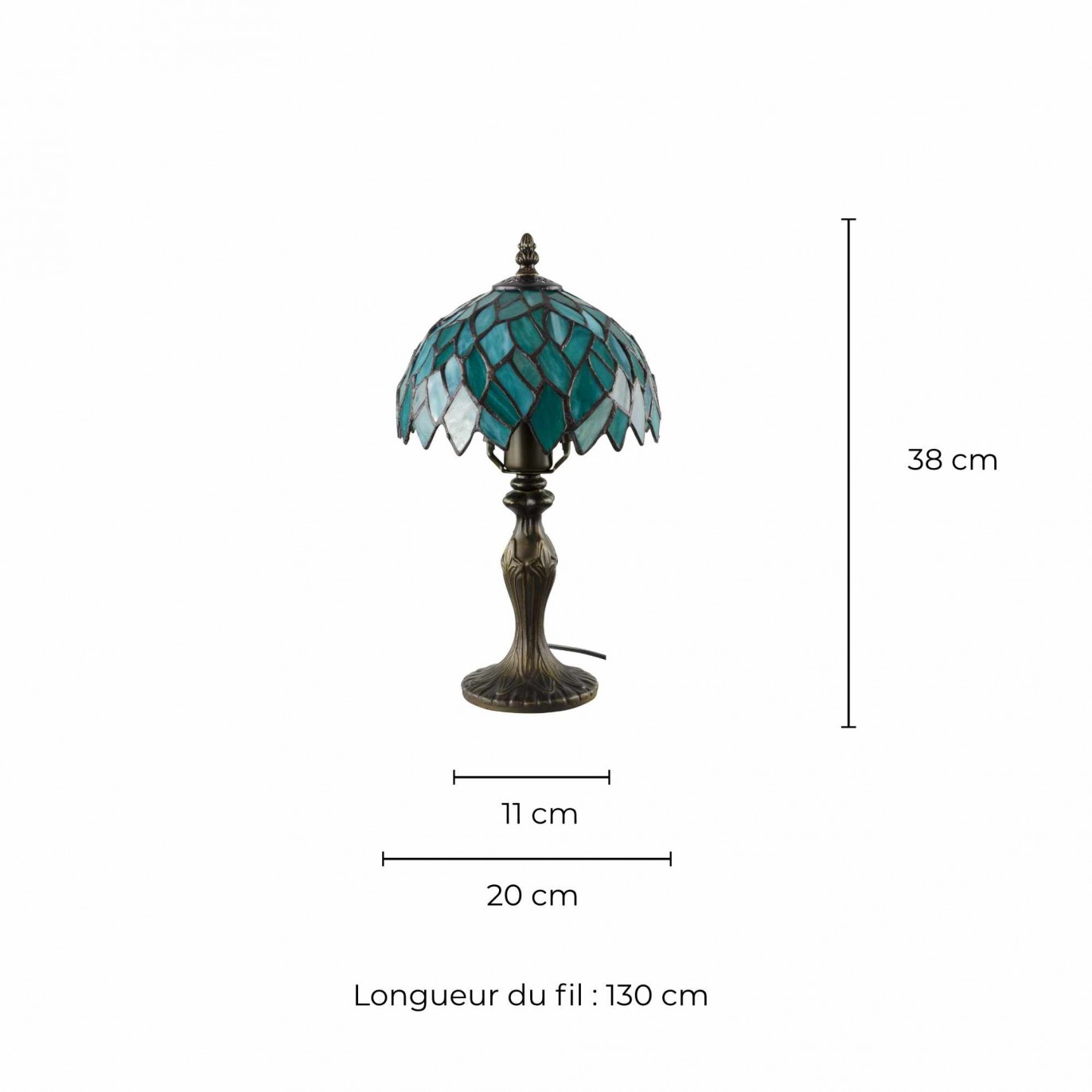 Lampe à poser en verre mosaïque pied en alliage de zinc - TIFFANY CAMILLE PM