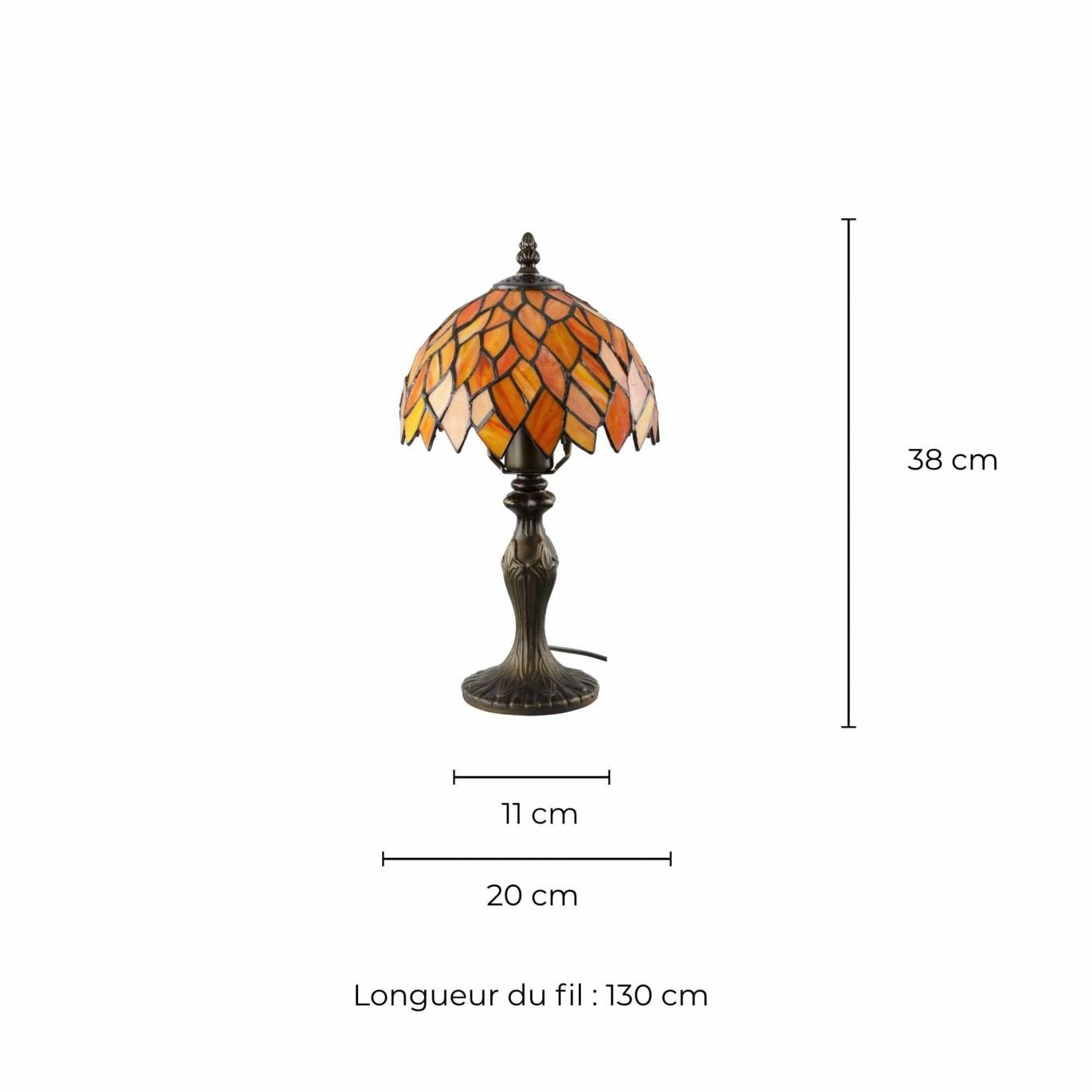 Lampe à poser en verre mosaïque pied en alliage de zinc - TIFFANY CAMILLE PM
