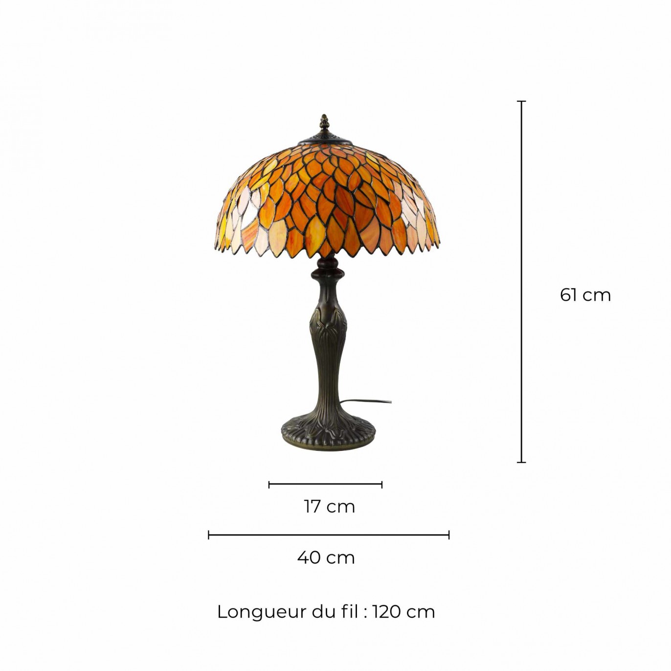 Lampe à poser en verre mosaïque pied en alliage de zinc - TIFFANY CAMILLE GM