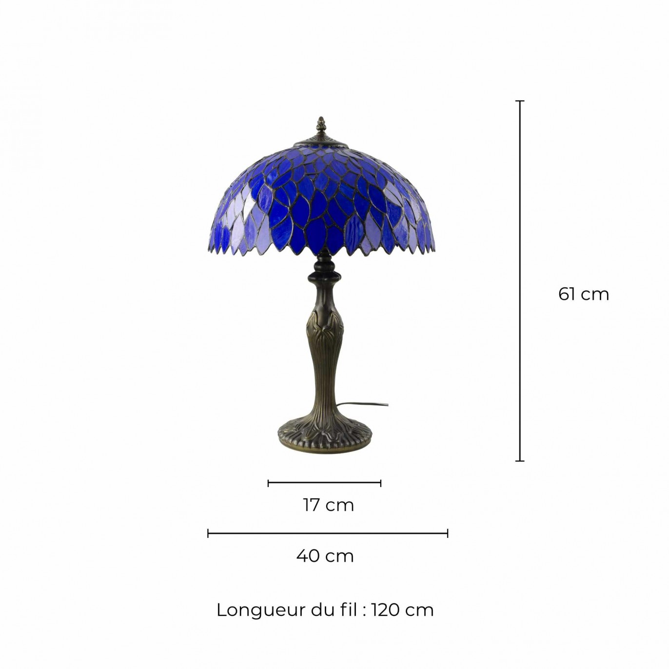 Lampe à poser en verre mosaïque pied en alliage de zinc - TIFFANY CAMILLE GM