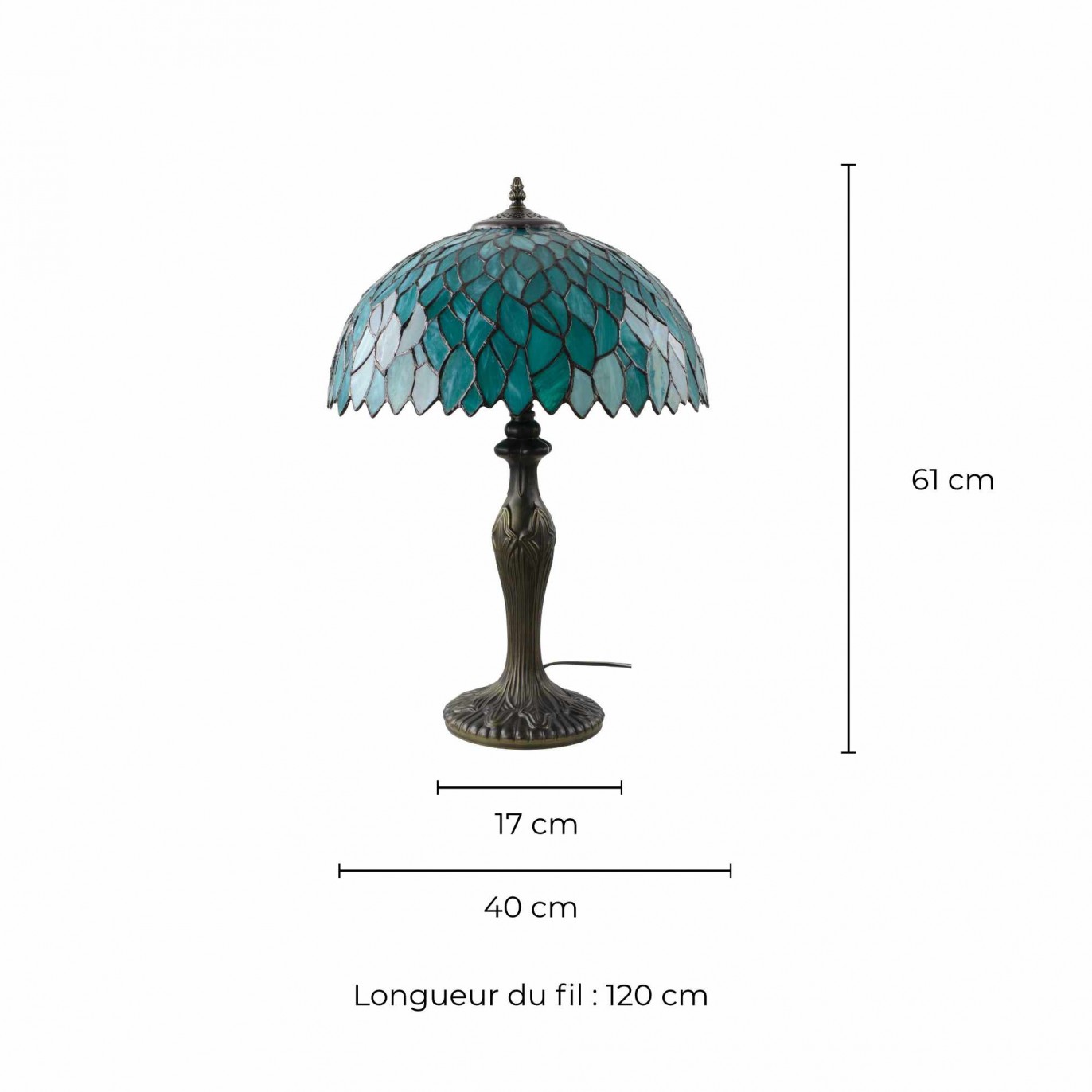 Lampe à poser en verre mosaïque pied en alliage de zinc - TIFFANY CAMILLE GM
