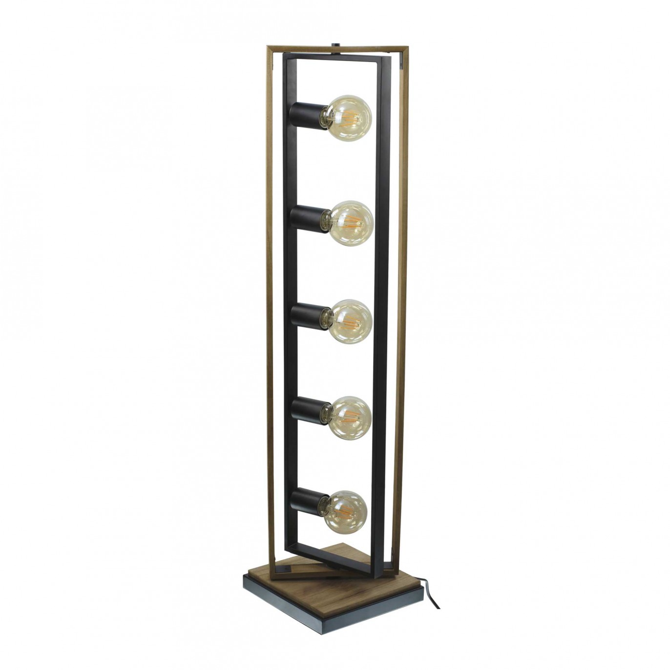 Lampadaire 5 lumières en bois et métal - ampoules offertes - WOOLI