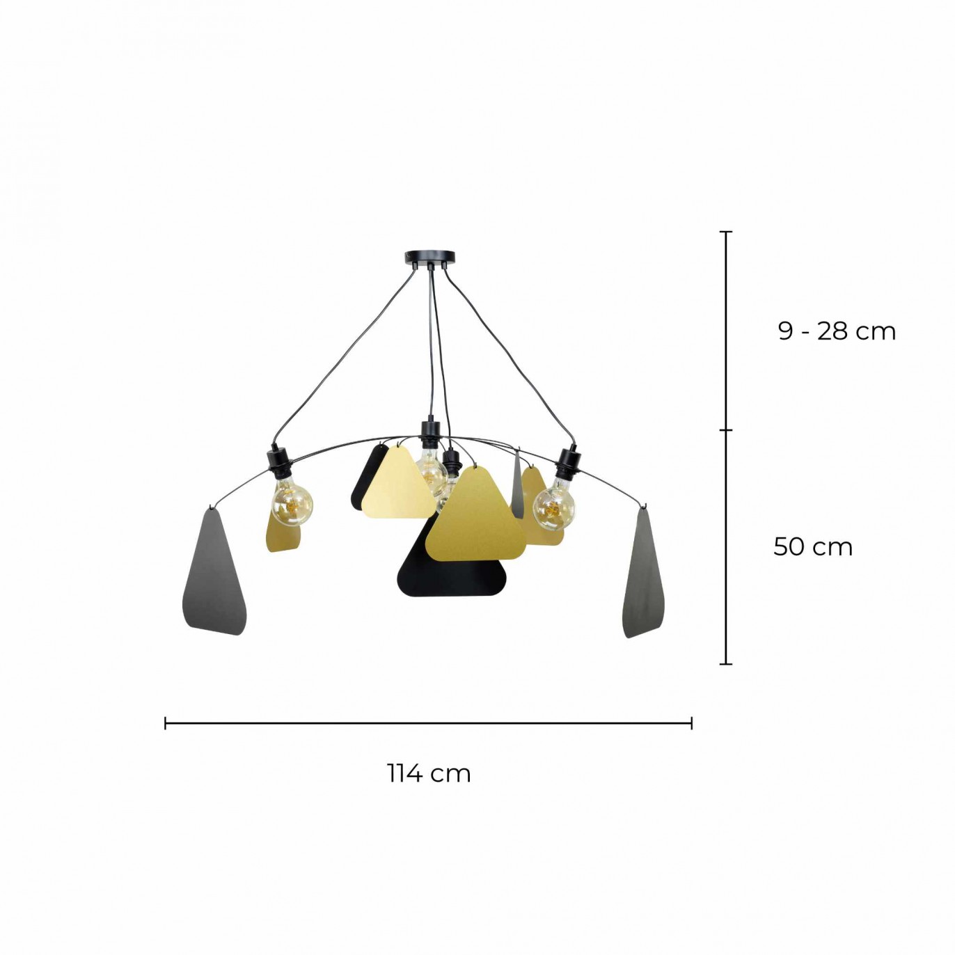 Suspension mobile 4 lumières en métal noir et doré - à monter - ATTOM GM